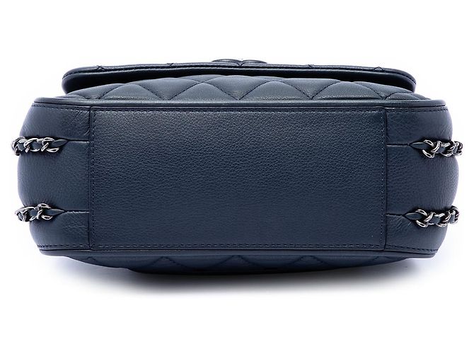 Chanel Blue Quilted Calfskin Frame in Chain Flap Blu navy - vista 3