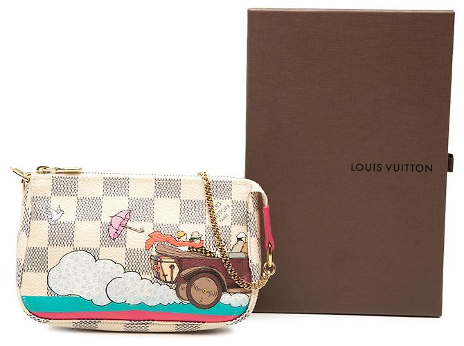 Louis Vuitton White Damier Azur Evasion Mini Pochette Accessoires Bianco - vista 7