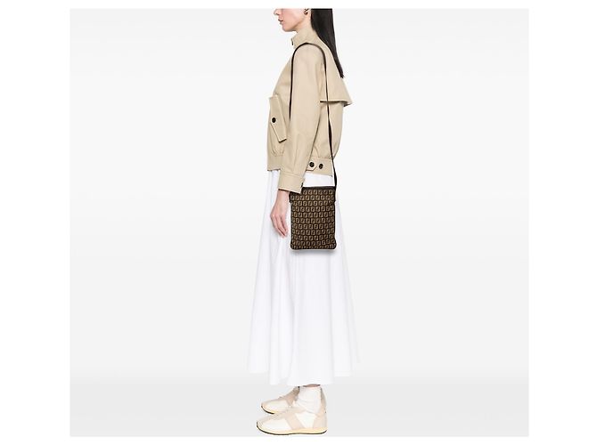 Fendi Marrone Zucchino Canvas Crossbody - vista 6