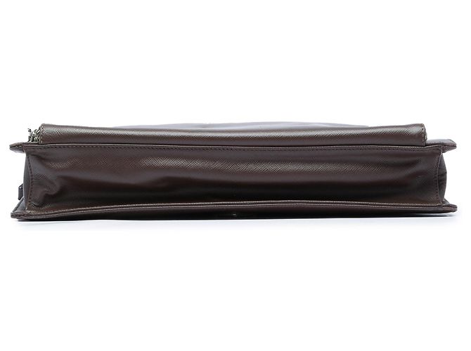 Valigetta in pelle Saffiano marrone Prada con tasca frontale con zip Marrone scuro - vista 3