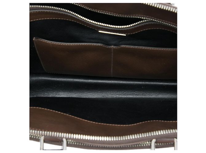 Valigetta in pelle Saffiano marrone Prada con tasca frontale con zip Marrone scuro - vista 4