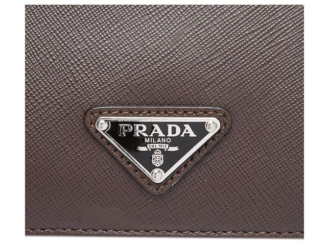 Valigetta in pelle Saffiano marrone Prada con tasca frontale con zip Marrone scuro - vista 5