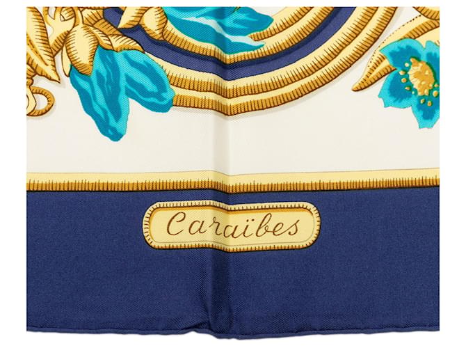 Sciarpa in seta Hermès White Caraibes 90 Bianco Bianco sporco - vista 3