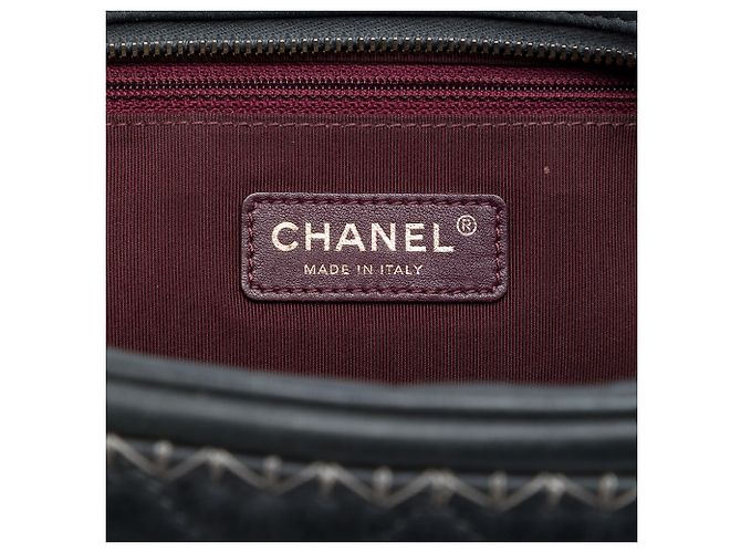 Chanel Black CC gesteppte irisierende Kalbsleder Whipstitch Camera Bag Schwarz - Ansicht 5