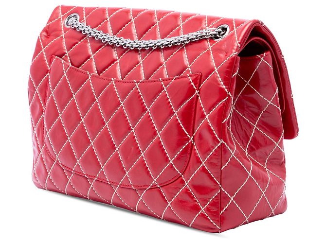 Chanel Red Quilted Glazed Calfskin Reissue 2.55 Surpique Double Flap 227 Rosso - vista 2