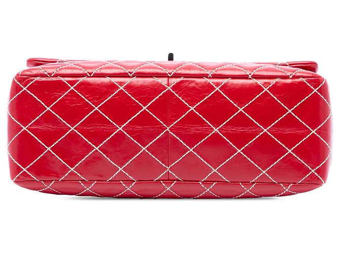 Chanel Red Quilted Glazed Calfskin Reissue 2.55 Surpique Double Flap 227 Rosso - vista 3