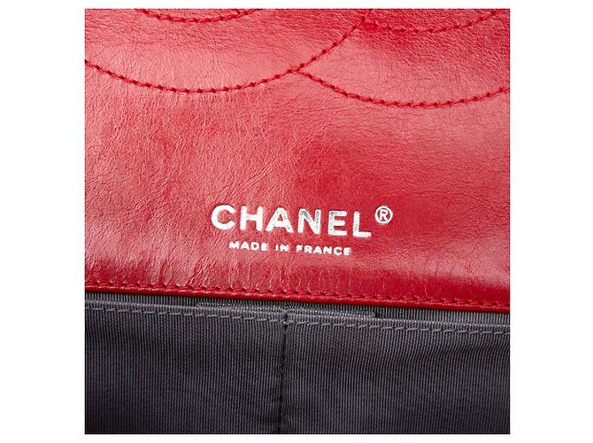 Chanel Red Quilted Glazed Calfskin Reissue 2.55 Surpique Double Flap 227 Rosso - vista 5
