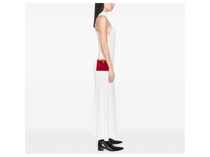 Salvatore Ferragamo Borsa a tracolla con catena Vara Bow Kiss Lock in pelle rossa Ferragamo - vista 6
