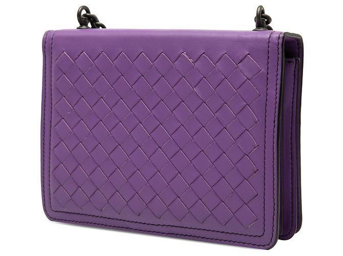 Borsa a tracolla runway in nappa intrecciato viola small Bottega Veneta - vista 2