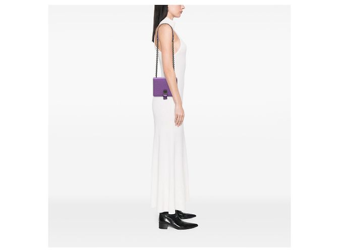 Borsa a tracolla runway in nappa intrecciato viola small Bottega Veneta - vista 6