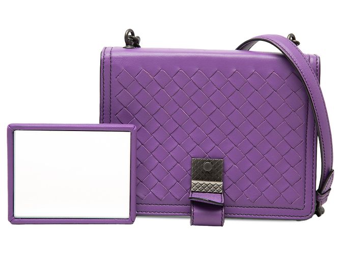 Borsa a tracolla runway in nappa intrecciato viola small Bottega Veneta - vista 7