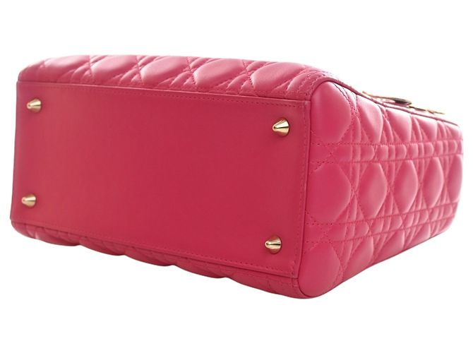 Lady Dior en piel de cordero cannage rosa, tamaño Medium - vista 13