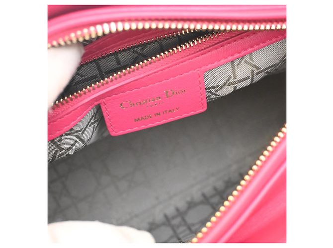 Lady Dior en piel de cordero cannage rosa, tamaño Medium - vista 6