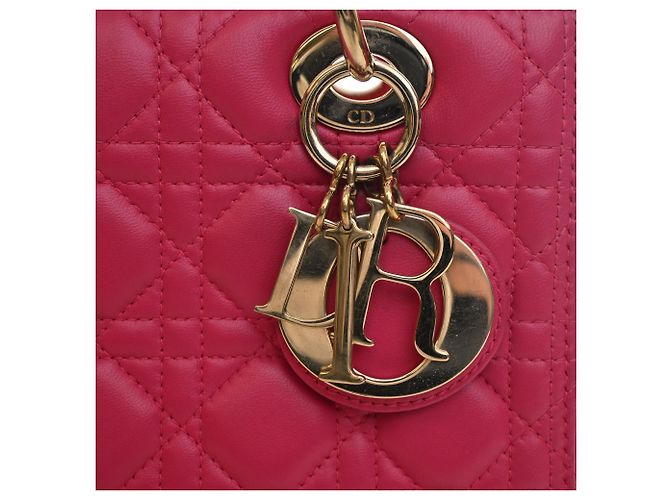 Lady Dior en piel de cordero cannage rosa, tamaño Medium - vista 7