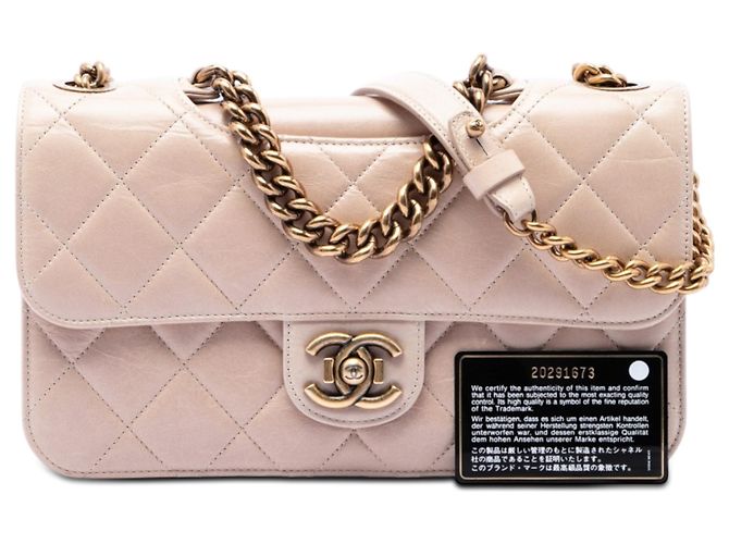 Chanel Beige Medium Quilted Glazed Calfskin Perfect Edge Flap - vista 7