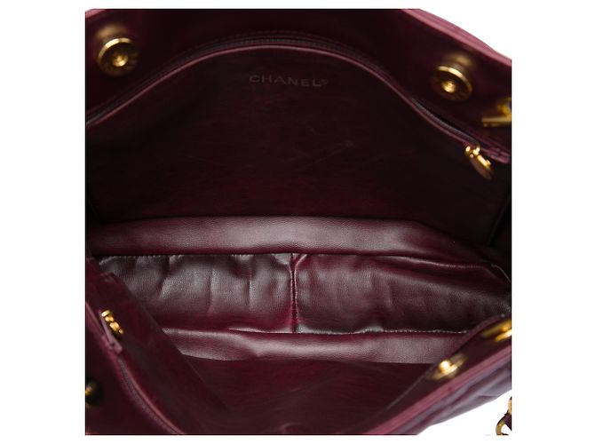 Tote Chanel Red Quilted Lambskin Coco Ball Chain Rosso Bordò - vista 4