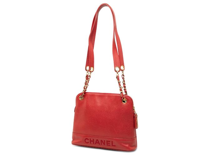 Borsa a Spalla Chanel Red Caviar Logo Chain Rosso - vista 2