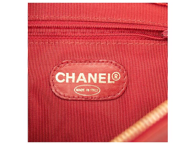 Borsa a Spalla Chanel Red Caviar Logo Chain Rosso - vista 5