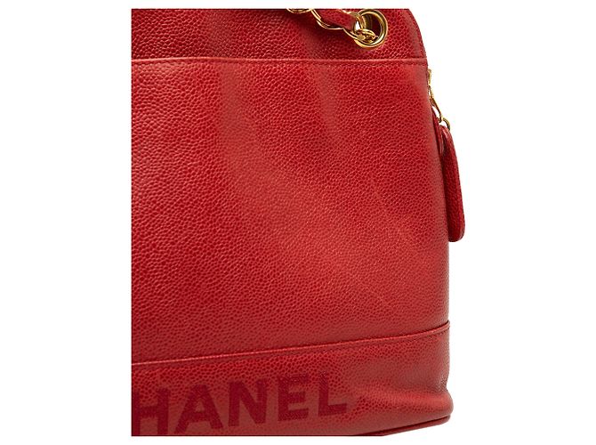 Borsa a Spalla Chanel Red Caviar Logo Chain Rosso - vista 6