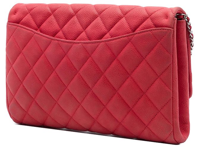 Clutch Chanel Red CC Trapuntata Caviar con Catena Rosso - vista 2