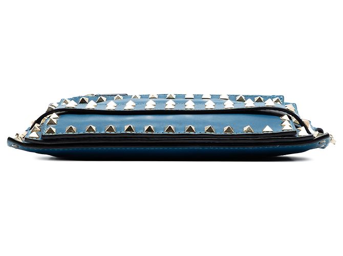 Borsa a tracolla Valentino in pelle blu Rockstud con tripla zip - vista 3