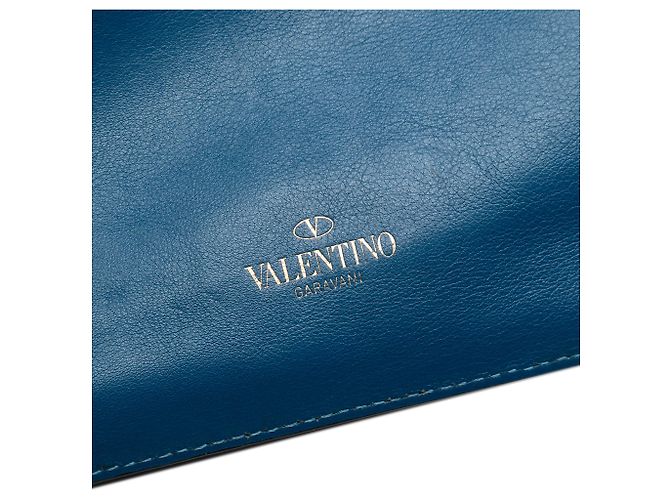 Borsa a tracolla Valentino in pelle blu Rockstud con tripla zip - vista 5