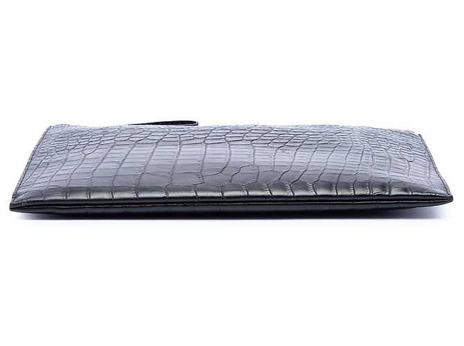 Clutch Saint Laurent in pelle nera con stampa coccodrillo Nero - vista 3