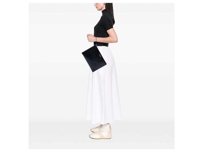 Clutch Saint Laurent in pelle nera con stampa coccodrillo Nero - vista 6