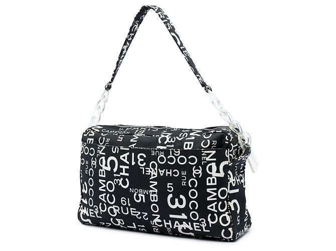 Borsa a Spalla Chanel Black Printed Canvas 31 Rue Cambon Nero - vista 2