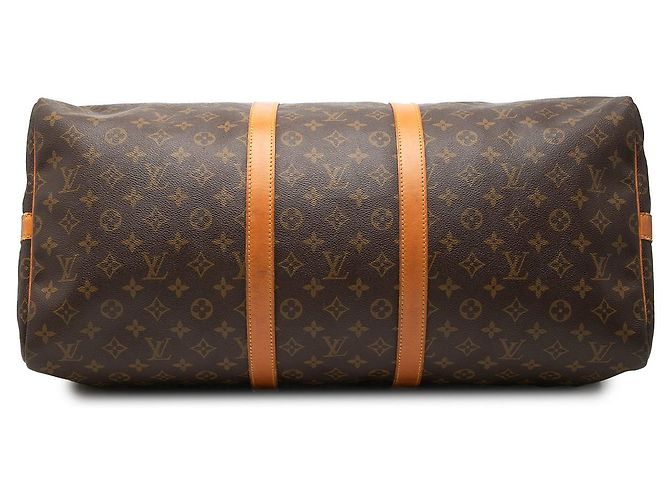 Louis Vuitton Marrone Monogram Keepall Bandouliere 55 - vista 3