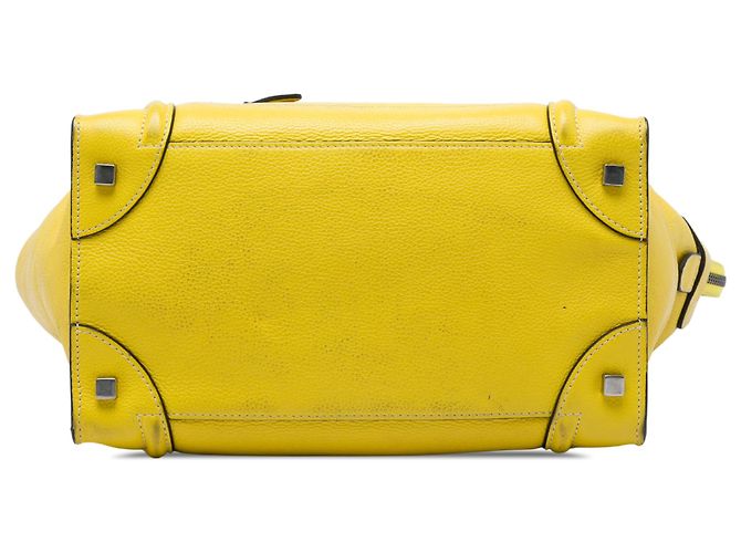 Céline Borsa Tote Luggage in pelle di vitello granulata gialla Celine Giallo - vista 3