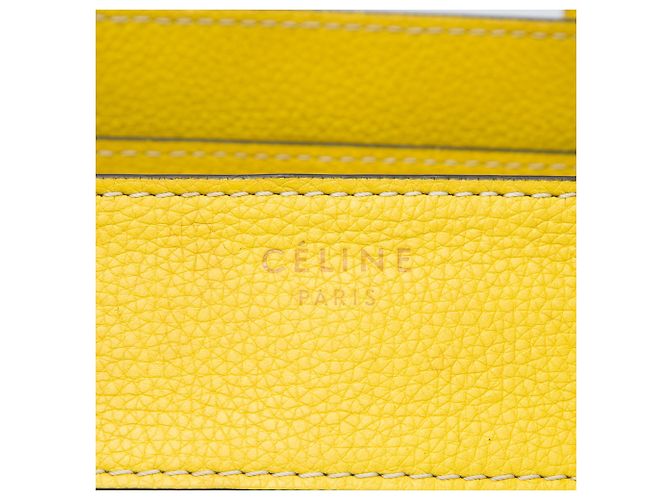 Céline Borsa Tote Luggage in pelle di vitello granulata gialla Celine Giallo - vista 5