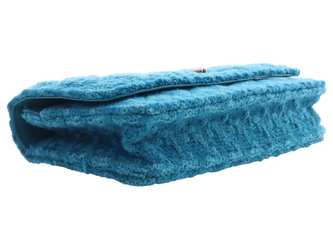 Wallet On Chain Portafoglio con catena Chanel Blue Quilted Tweed Reissue 2.55 - vista 12