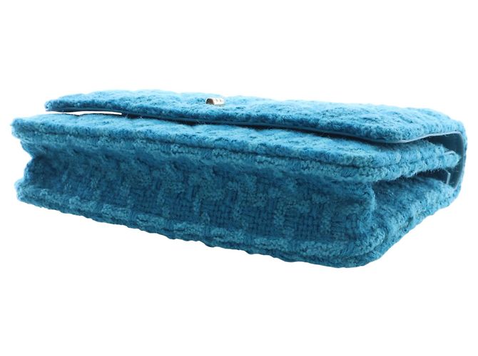 Wallet On Chain Portafoglio con catena Chanel Blue Quilted Tweed Reissue 2.55 - vista 13