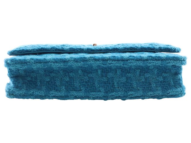 Wallet On Chain Portafoglio con catena Chanel Blue Quilted Tweed Reissue 2.55 - vista 5
