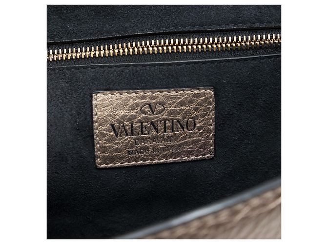 Valentino Gold Medium Metallic Leather Rockstud Glam Lock Crossbody D'oro - vista 5