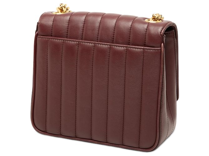 Borsa Vicky Chain Saint Laurent in agnello rosso con monogramma, misura Medium Bordò - vista 2