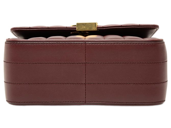 Borsa Vicky Chain Saint Laurent in agnello rosso con monogramma, misura Medium Bordò - vista 3
