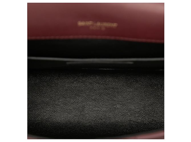 Borsa Vicky Chain Saint Laurent in agnello rosso con monogramma, misura Medium Bordò - vista 4