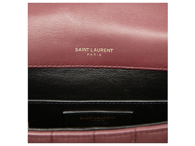 Borsa Vicky Chain Saint Laurent in agnello rosso con monogramma, misura Medium Bordò - vista 5