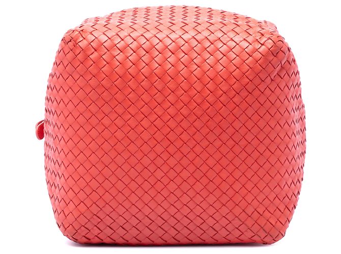 Bolsa de ombro Cube em couro nappa Intrecciato laranja Bottega Veneta - vista 3