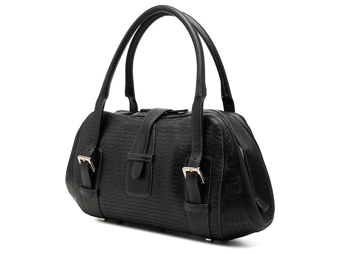 Borsa a mano Senda in pelle nera goffrata LOEWE Nero - vista 2