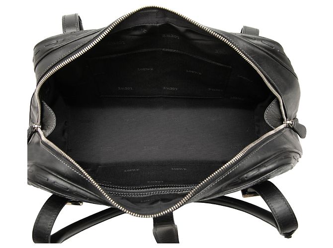 Borsa a mano Senda in pelle nera goffrata LOEWE Nero - vista 4