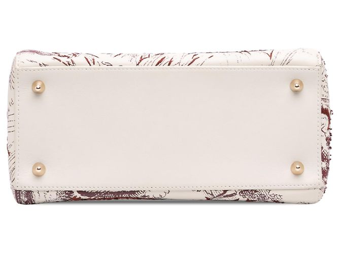 Lady Dior in pelle di vitello liscia bianca con ricami e perline Toile de Jouy, misura Medium Bianco - vista 3
