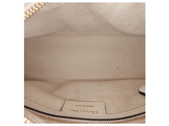 Lady Dior in pelle di vitello liscia bianca con ricami e perline Toile de Jouy, misura Medium Bianco - vista 4