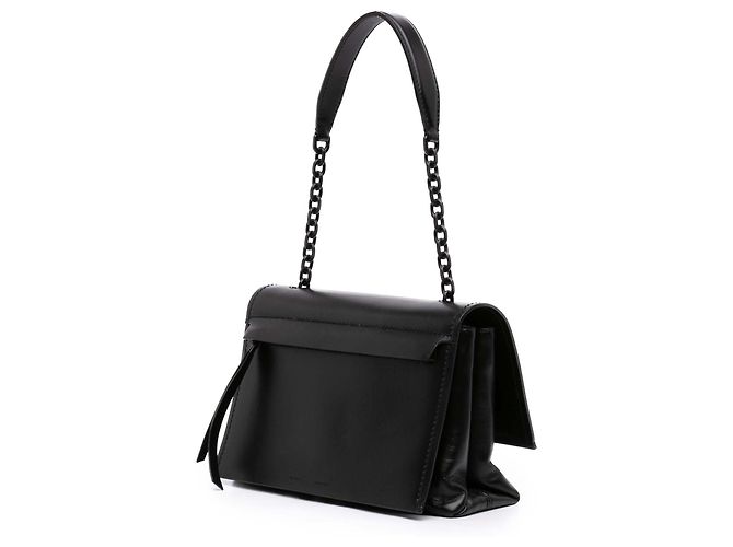 Off White Clutch Off-White in pelle nera goffrata con logo Diag Nero - vista 2
