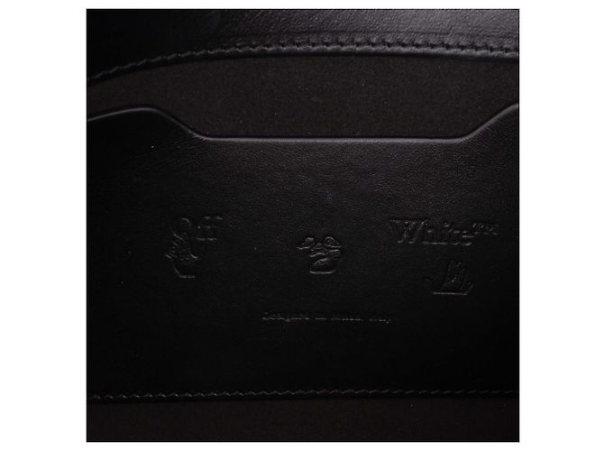 Off White Clutch Off-White in pelle nera goffrata con logo Diag Nero - vista 6