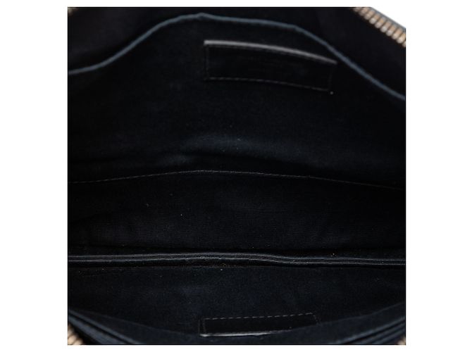 Pochette con zip Saint Laurent in pelle nera con stampa coccodrillo e monogramma Nero - vista 4