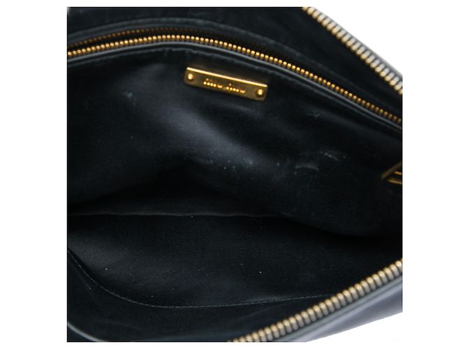 Clutch in pelle nera con borchie e zip Miu Miu Nero - vista 4
