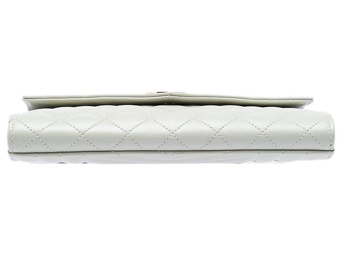 Clutch a bustina Saint Laurent White Grain De Poudre Triquilt Monogram Bianco - vista 3